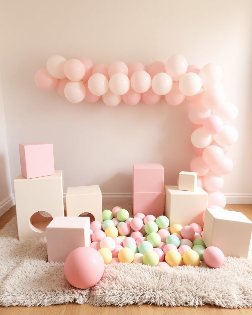 Pastel soft play area with ball pit