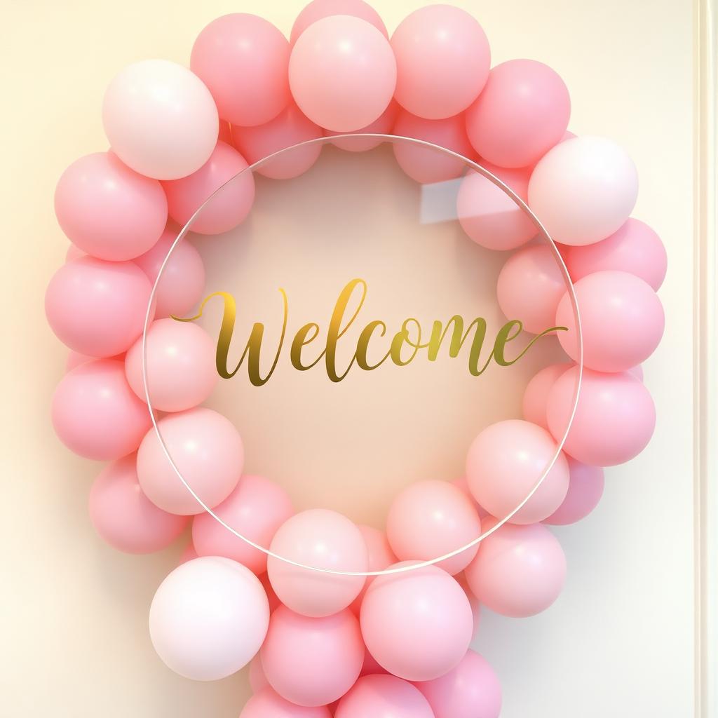 Custom welcome sign on balloon installation